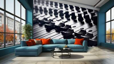 Recording studio mixing desk with mixer control desk slider Wall mural