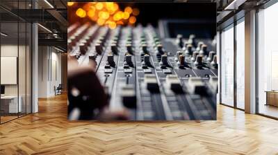 Sound recording studio mixing desk with engineer or music producer Wall mural