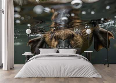 platypus swimming under water Wall mural