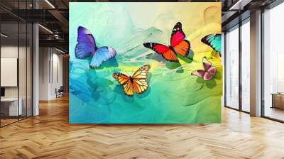 psychic power, butterflies, noble, colorful, brush strokes  Wall mural