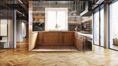 Smart kitchen concept with kitchen smart home appliances integrating vr, ar, and the internet of things Wall mural