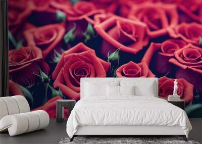 Valentines Day Flowers - computer generated to look like hyperrealistic, photorealistic flowers to celebrate valentines day Wall mural