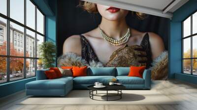 Woman wearing modern flapper fashion - contemporary vintage and retro trend Wall mural