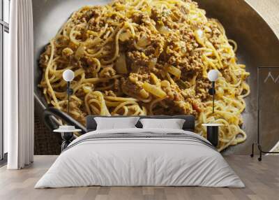 Keema Khosa, Pakistani spaghetti with meat sauce Wall mural