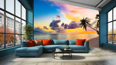 Beautiful evening sunset on the coast of the island. Maldives. Wall mural