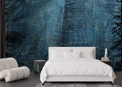 The texture of old, blue denim as a background. Wall mural