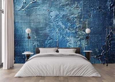 The texture of old, blue denim as a background. Wall mural