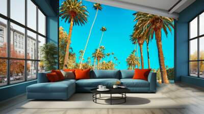 Urban views of the Beverly Hills area and residential buildings on the Hollywood hills. Wall mural