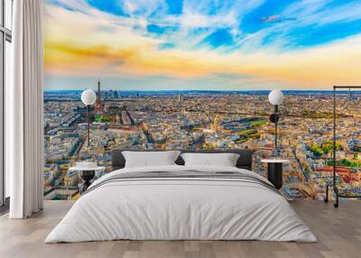 View from the Montparnasse tower on Paris in early spring. Wall mural