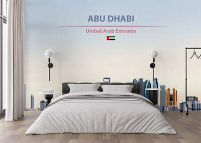 Abu Dhabi city skyline on colorful gradient beautiful daytime background vector illustration Wall mural