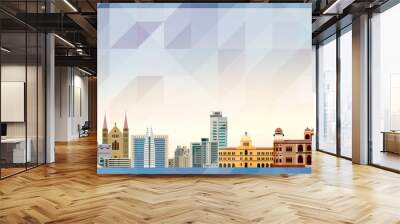 Karachi skyline vector colorful poster on beautiful triangular texture background Wall mural