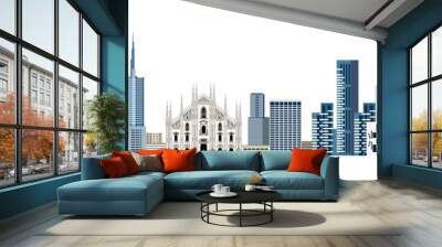 Milan city skyline vector illustration Wall mural