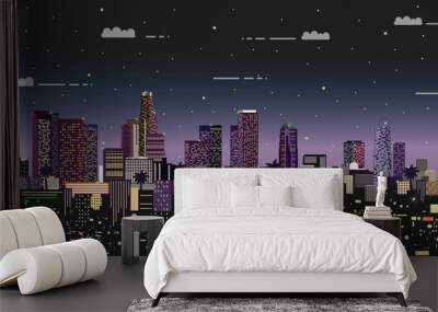 modern night city skyline vector illustration Wall mural