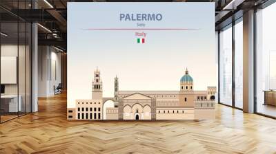 Palermo city skyline on colorful gradient beautiful daytime background vector illustration Wall mural