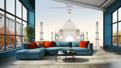 Taj Mahal on colorful gradient beautiful daytime background vector illustration Wall mural