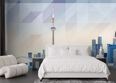 Toronto skyline vector colorful poster on beautiful triangular texture background Wall mural