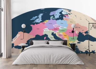 vector planet Earth globe with close up of Europe continent Wall mural