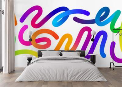 Abstract Color Gradient Shapes Set. Vector Graphic with Wavy Lines in Rainbow Colors. Colorful Fluid Wave Pattern. Squiggly Design Elements. Wall mural