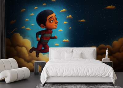 Hispanic boy in the clouds Wall mural