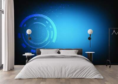 Deep Green and blue light of network technology with line of connection. Free and blank space for cretive. call out text example. Wall mural