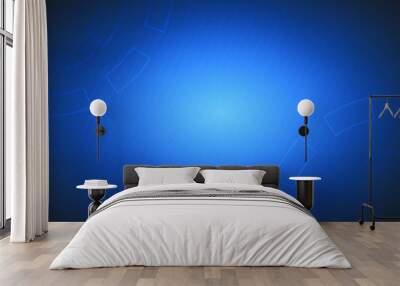 Technology background with particles element. Abstract background on blue color with iconic of connection. Wall mural