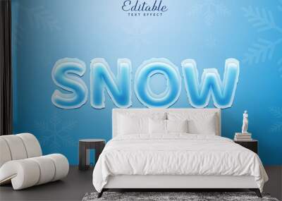 Realistic Snow Text Effect Editable Eps Vector Wall mural