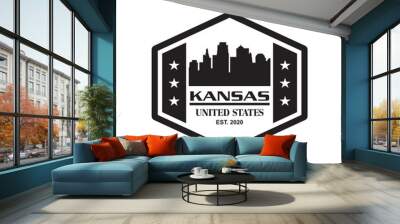 kansas skyline silhouette vector logo Wall mural