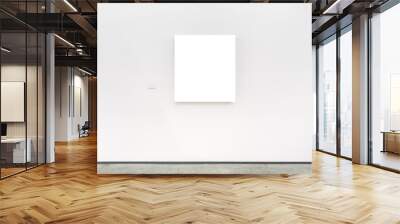 Blank white frame on museum wall with caption Wall mural