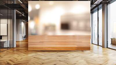 empty wooden table and interior background Wall mural