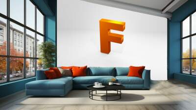 Letter F golden typography 3d render on isolated white background Wall mural