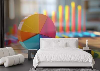 Abstract business pie chart made from colored parts. Business pie chart graphics Wall mural