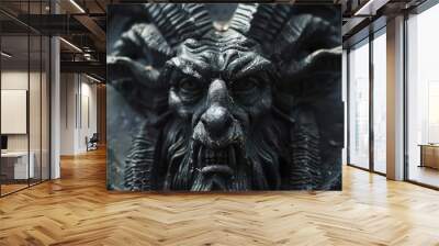 Ancient engravings of demons. Worship of evil forces Wall mural