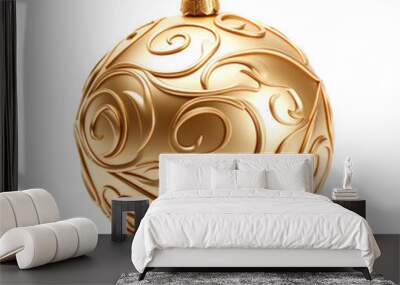 Glitter gold christmas ball isolated on transparent background. Christmas design Wall mural