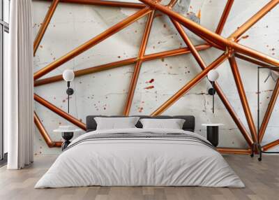 Monochrome abstract background with geometric metal shapes. Wall mural