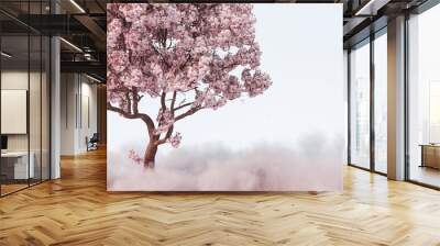 3d rendering of japanese cherry tree on fluffy clouds Wall mural