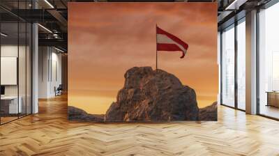 3d rendering of waving Austrian flag on rocky landscape to celebrate the national holiday of 26 october Wall mural