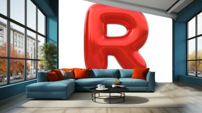 red balloon font letter r made of realistic helium red balloon, 3d illustration with clipping path r Wall mural