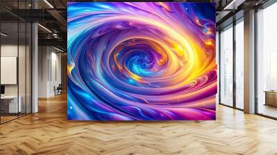 Abstract Swirling Vortex of Color and Light, Digital Art, Abstract Background, Fluid Art Wall mural