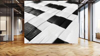 Black and White Woven Texture Abstract Perspective, Close-Up, Monochrome, Pattern, Design, Weaving, Texture Wall mural