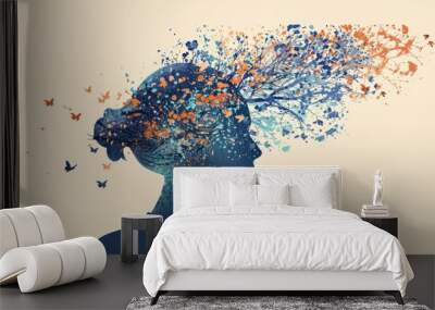 Seek Professional Guidance for Mental Health Well-being Wall mural