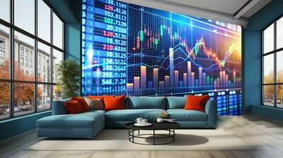 Stock Market Data Analysis Display, data visualization , financial market , stock market , chart analysis Wall mural