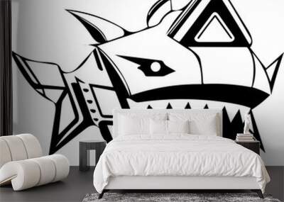 Head of Mecha shark Wall mural