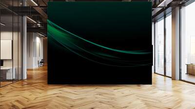 Abstract background waves. Black and dark green abstract background for business card or wallpaper Wall mural