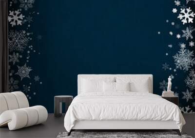 Blue Winter Background with snowflakes. Frame with copyspace for your own creations. Christmas illustration. Wall mural