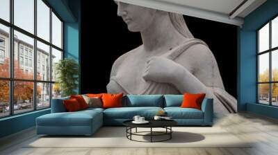 Marble statue of an ancient Greek goddess isolated on black background Wall mural