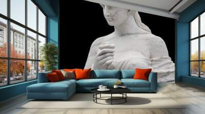 Marble statue of an ancient Greek goddess isolated on black background Wall mural