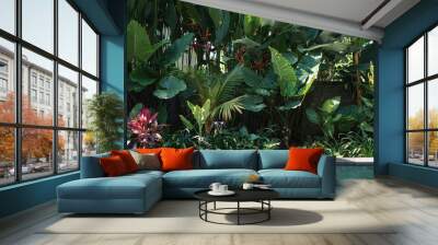 Swimming pool with outdoors at sunny day Wall mural