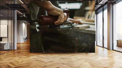 carpenter works with manual and electric equipment Wall mural