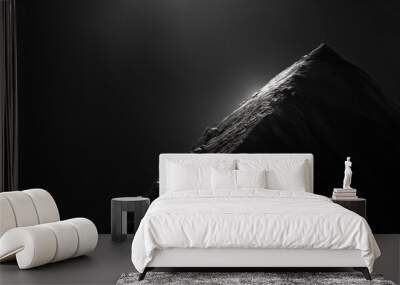 Black and white mountain landscape, surface of space, abstract and minimalist black and white background Wall mural