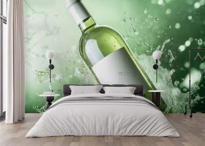 bottle of champagne, white wine  Wall mural